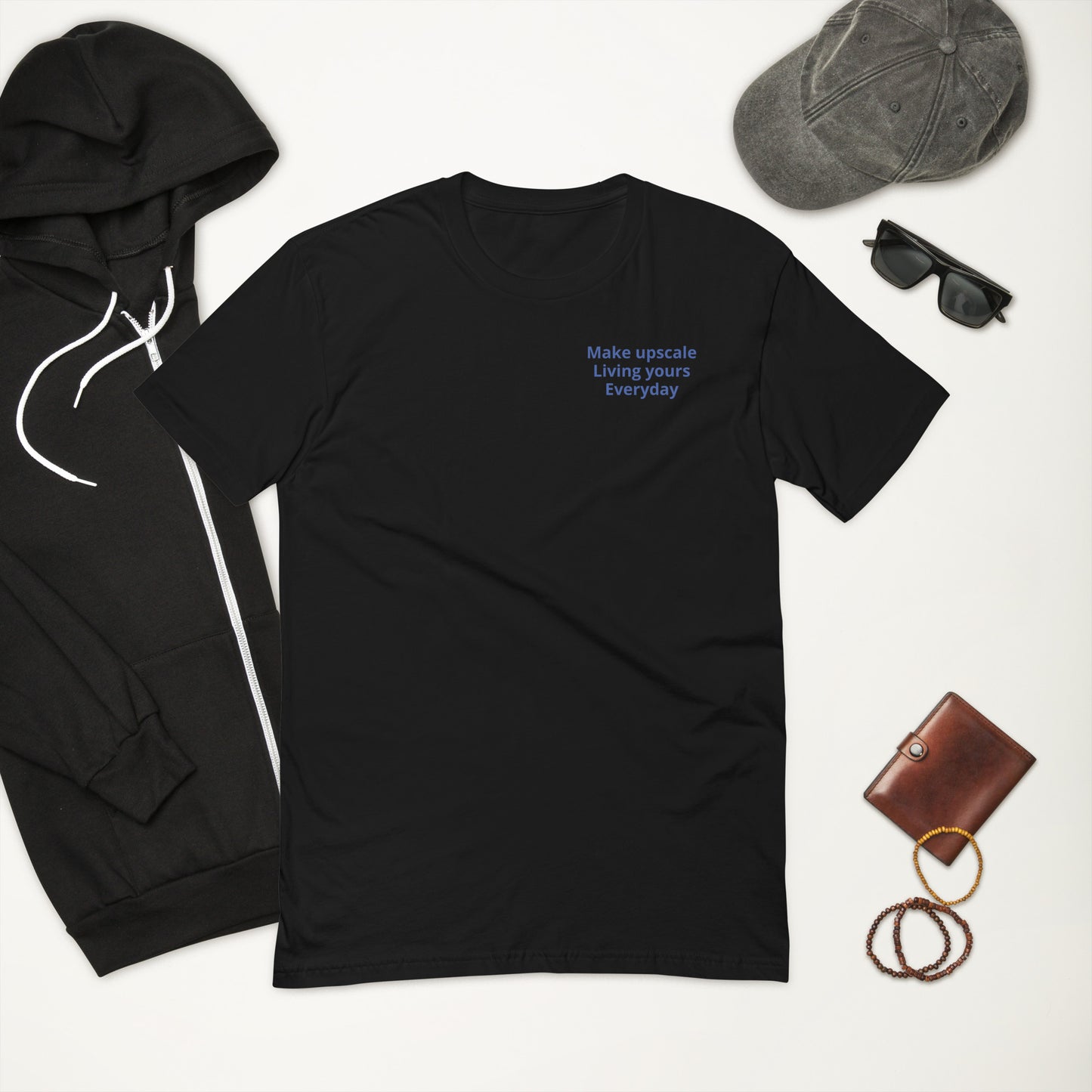 Side fading block T-shirt(blue)