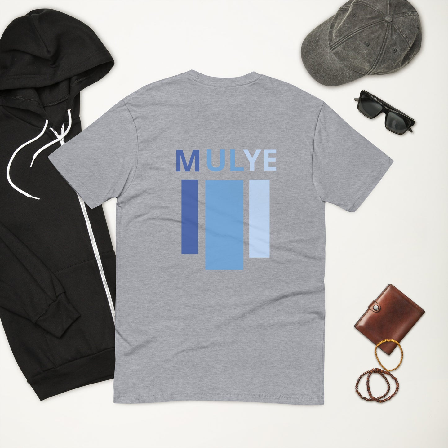 Side fading block T-shirt(blue)