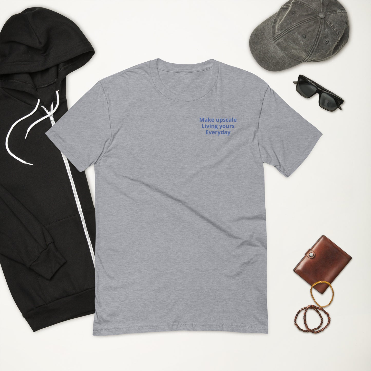 Side fading block T-shirt(blue)
