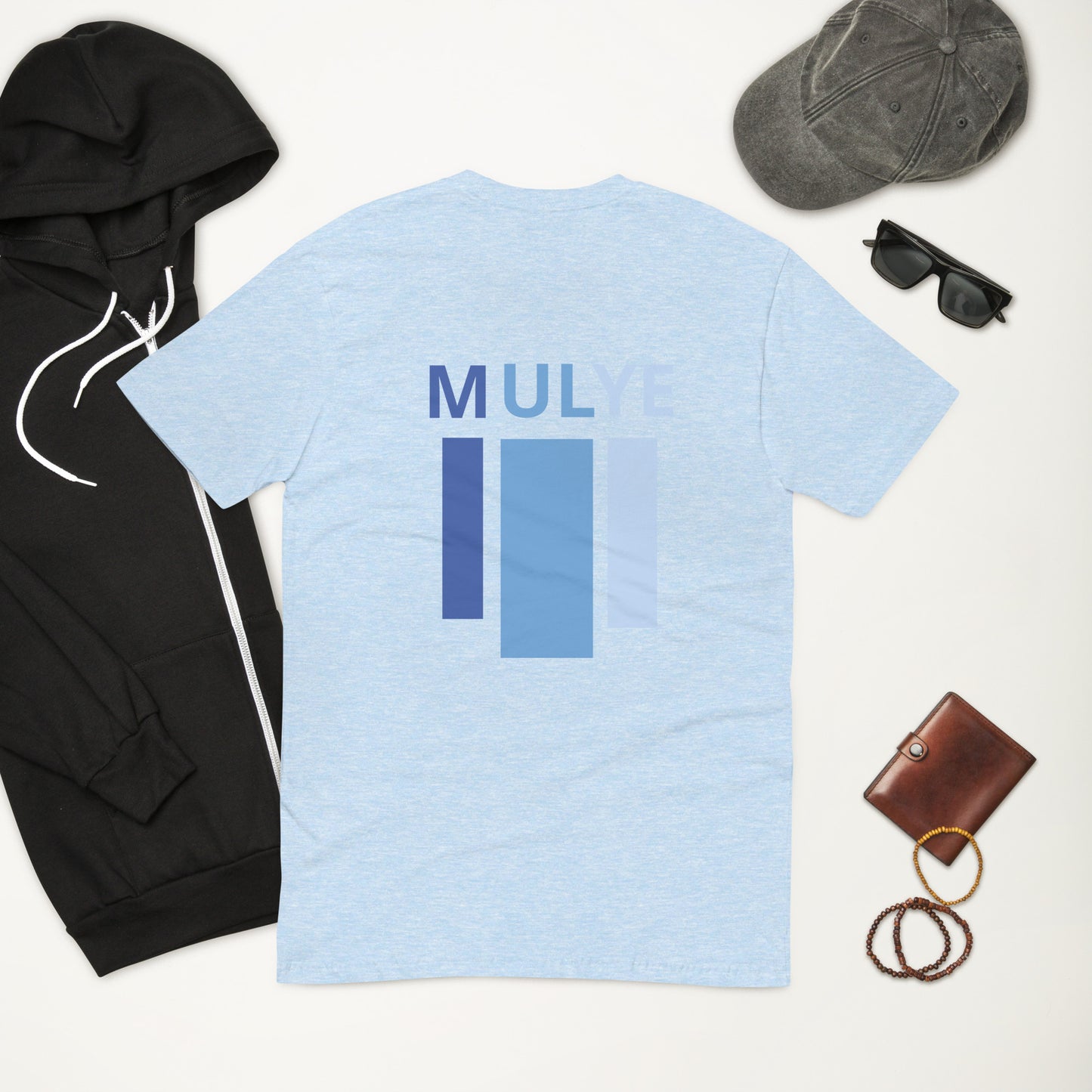 Side fading block T-shirt(blue)