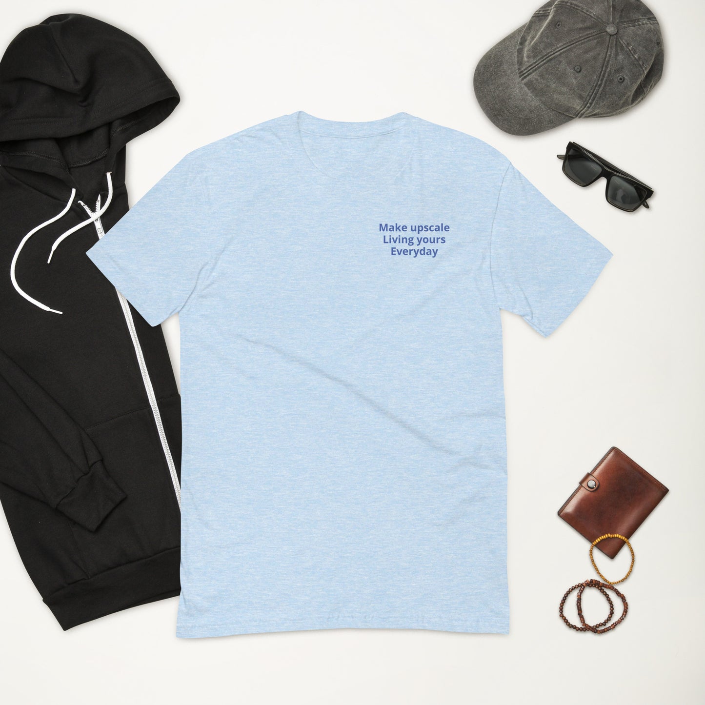 Side fading block T-shirt(blue)