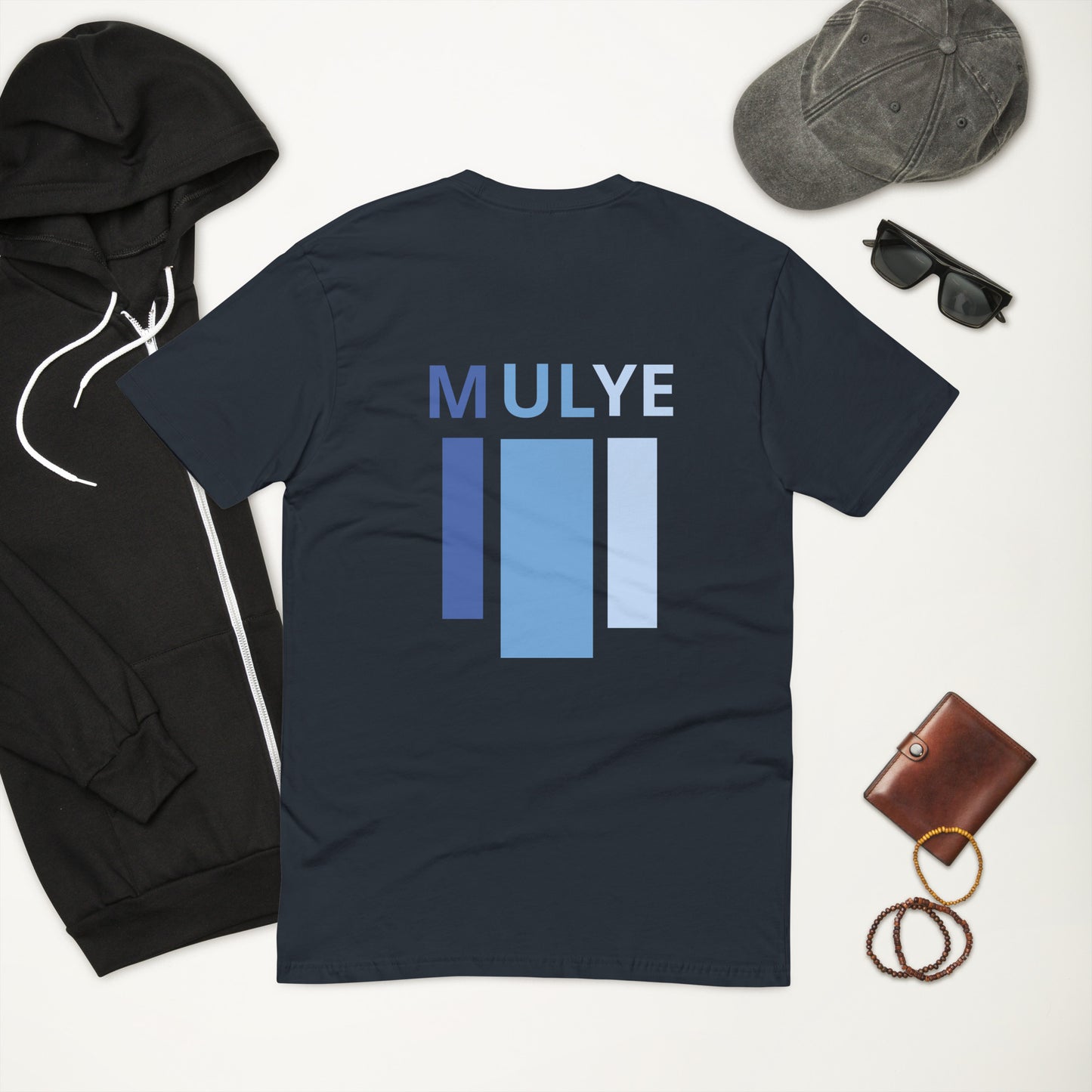 Side fading block T-shirt(blue)