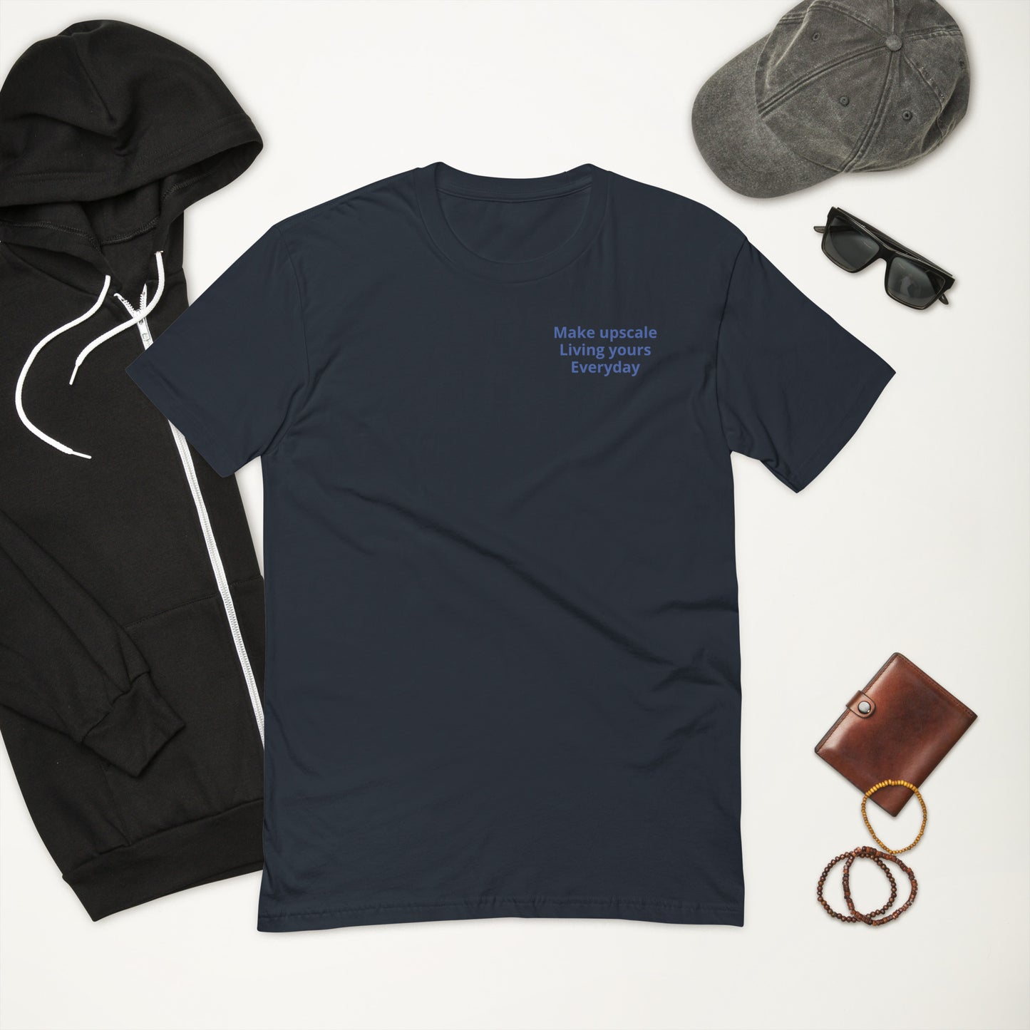 Side fading block T-shirt(blue)