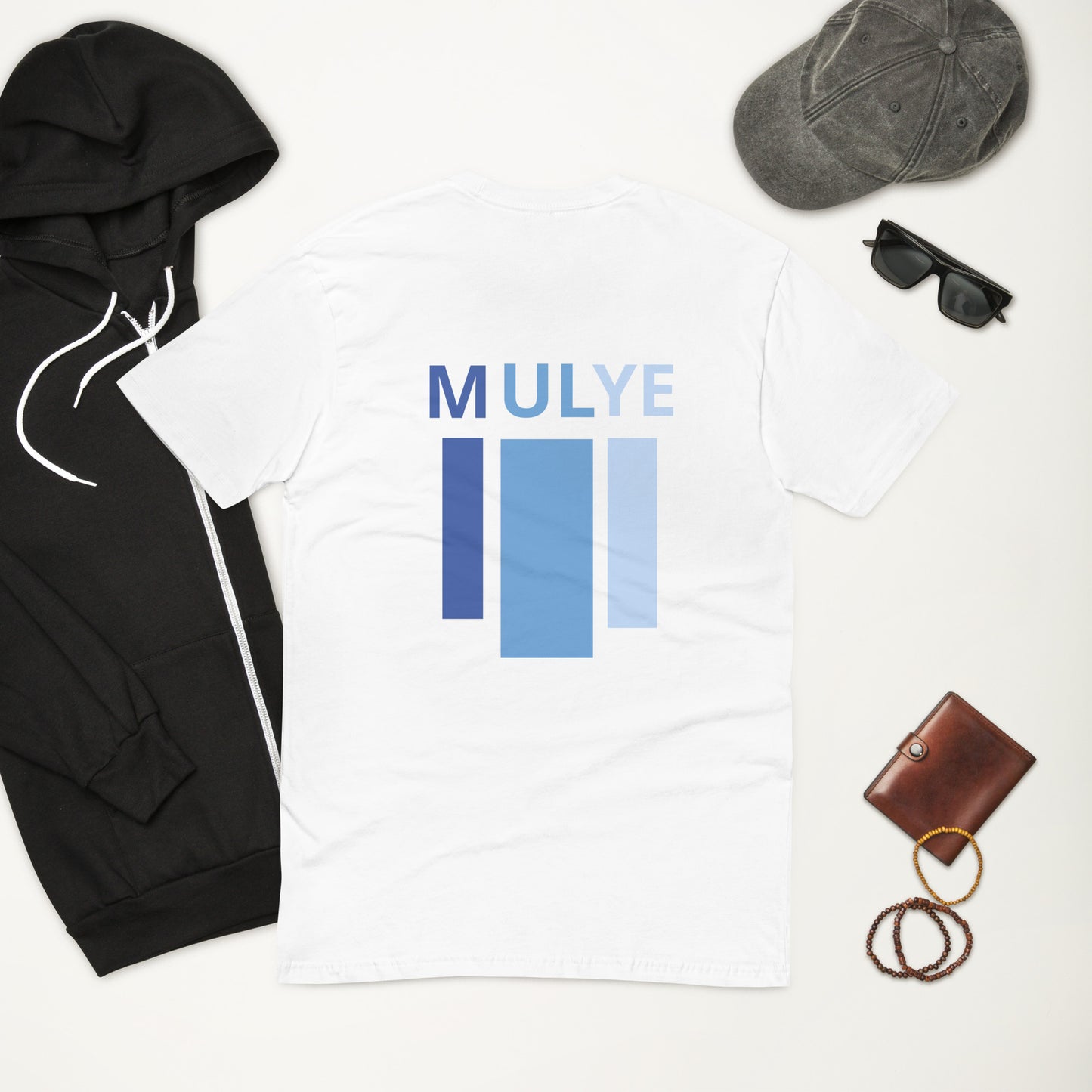 Side fading block T-shirt(blue)